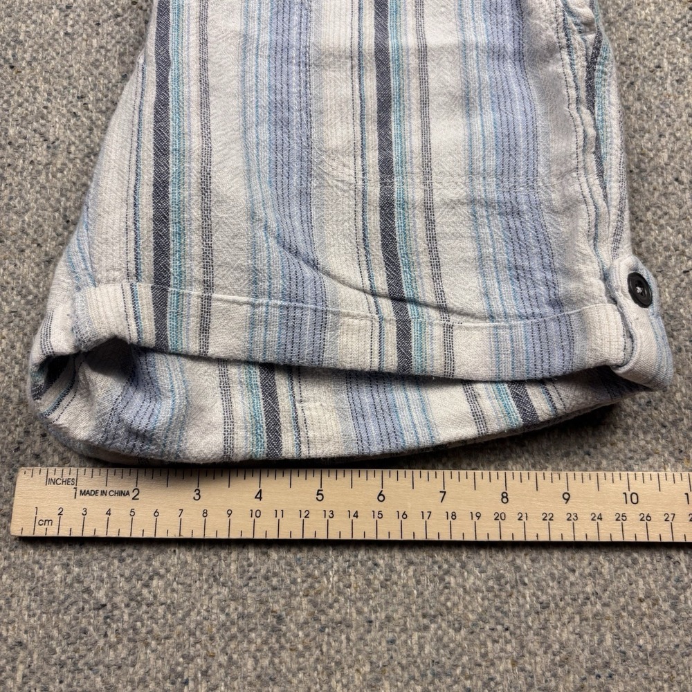 Per Se Women's Linen Blend‎ Boho Striped Tie Waist Fold-Over Hem Shorts Sz S - Picture 5 of 5